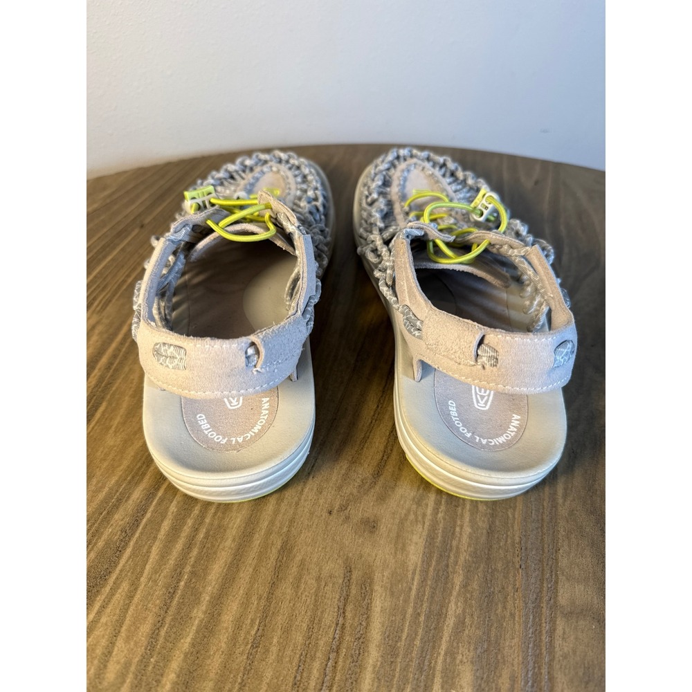 KEEN Uneek Sandals Women 11 Grey Lime Green‎ Excellent Braided Bungee 1014640 - Picture 4 of 10